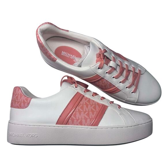 MICHAEL KORS POPPY LOGO STRIPE LACE UP SNEAKERS COLOR SHRBERT SIZE 11 - Picture 5 of 7
